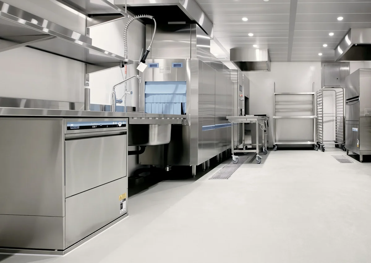 Professional commercial kitchen with catering equipment